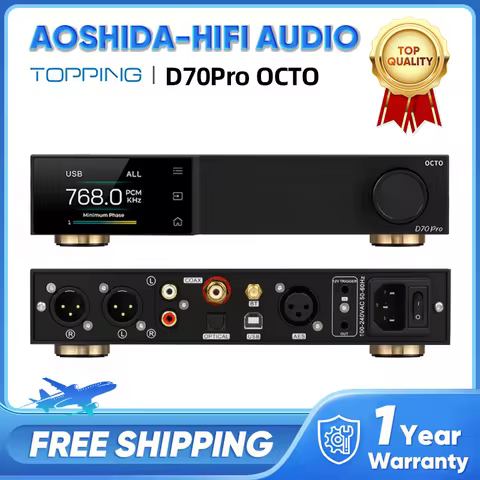 TOPPING D70Pro OCTO HIFI DAC 8x CS43198 DAC Chip Hi-res Wireless Audio Decoder XMOS XU316 Bluetooth 