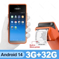 เครื่อง POS แบบพกพา ระบบ Android 14 แบบพิมพ์-สแกนในเครื่องเดียว อุปกรณ์ PDA หน่วยความจำ 4+64GB รองรั
