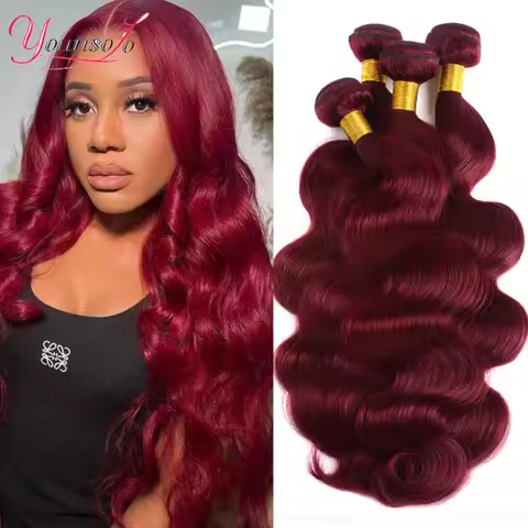 Burgundy Human Hair Bundles 99J Body Wave Brazilian Bundles Human Hair Extensions Body Wavy Bundle W