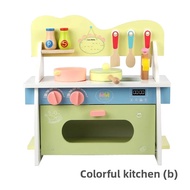 Colorful Dual-Sided Wooden Simulation Kitchen Toy for 2-6 Years Old Kids Role Play Cooking Birthday 