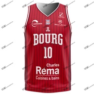 Bourg 10 Red & White 2025-26 New Arrivals Basketball Jersey 3D Print Basket France LNB Home & Away A