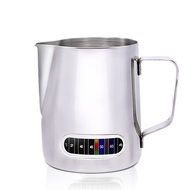 12/20oz Milk Frothing Pitcher with Temperature Display Stainless Steel Milk Frother Pitcher Jug Cup 
