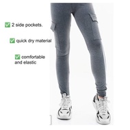 Double pockets women yoga pants/women jogging pants/black stripes yoga pants