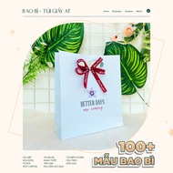[New model] Paper gift bag with handle and unique decorative bow, meaningful message used to store g