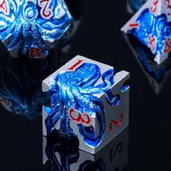 Metal dice 7 Pack Premium Metal D&D Dice Set with Octopus Design for DND, Pathfinder, RPG Tabletop G