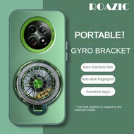 Luxury Metallic Aurora Color Phone Case For Realme 12 5G/Realme 12X 5G With Rotatable Gyro Stand Mat