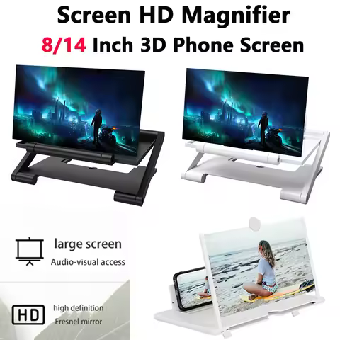 Foldable Display Enlarged Stand Holder 8/14 Inch 3D HD Cell Phone Screen Amplifier Video Magnifier D
