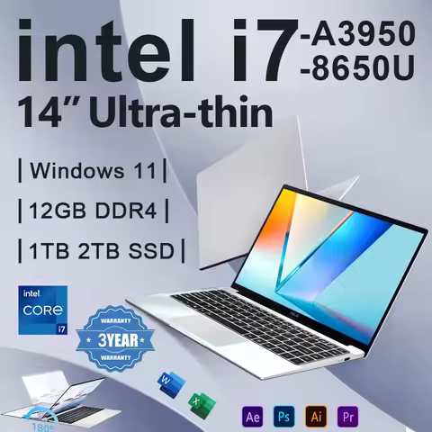 I7 Office Laptop 2026 Office Laptop Windows 11 Pro intel i7 8650U Intel Atom A3950 14.1 inch Noteboo