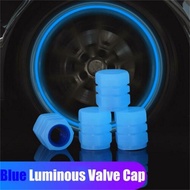(DEAL) 4/8/16pc Car Wheel Tire Valve Cap Tyre Rim Stem Covers Luminous Dust Cover Blue