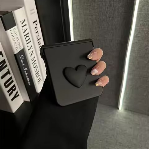 Cute 3D Love Heart Solid Color Phone Case for Samsung Galaxy Z Flip 7 Flip6 Zflip 7 Zflip7 Flip5 Sho