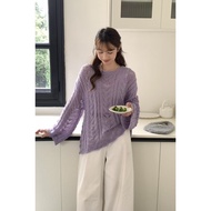 2026 Fashion 2026 Korean Version Simple Commuter Hollow Solid Color Wool Knitting Early Autumn Loose