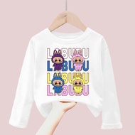 kaos anak perempuan/laki gambar monsters labubu viral lengan panjang Tshirt kids 1-12 tahun k.199