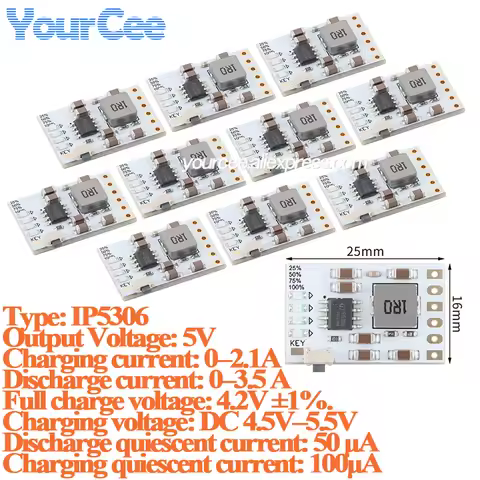 10pcs/1pc IP5306 Charge/Discharge Module 5V/2A 3.7V 4.2V 18650 Lithium Batteries Charging Boost Powe