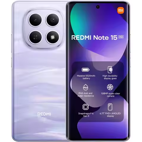 Xiaomi Redmi Note 15 5G (8+256GB) - AMOLED 6.77" FHD+ display, Snapdragon 6 Gen 3, 108MP camera, 552