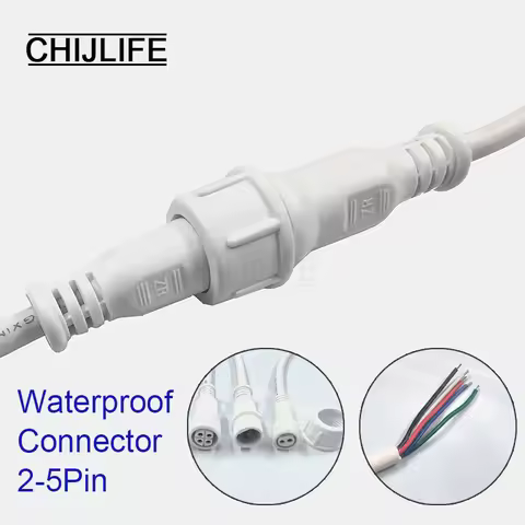 White 2 3 4 5 Pin IP68 Waterproof Male Female Cable Connector Plug Butt Extension Line Outdoor LED W