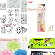 best seller! Paket Kanvas Lukis Sketsa ( kanvas sketsa,palet,kuas,cat