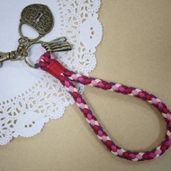 ~米+熊~ 復古 編織鑰匙圈 蠟線編織鑰匙圈 (桃粉色)