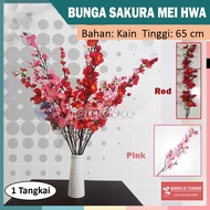 rainbow - 1 TANGKAI Bunga Sakura Mei Hwa Imlek Artificial kain RED / PINK Bunga Sakura Artificial Bu
