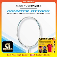 APACS Raket Badminton Counter Attack 7U 73 Gram 35 Lbs 24T Jepun Grafit Ringan & Original REKEK