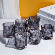 Set of 6 luxury style origami glass cups ~300ml with unique design P013 - Ichi