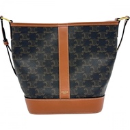 CELINE/ Celine Triomphe 小號水桶包 191442CAS.04LU 肩背包 PVCブラウン/凱旋門老花/ 金色五金 女款 [二手]