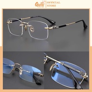 842 rimless frame glasses, square form, UV protection, youthful style