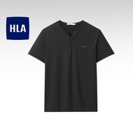 HLA Six Dimensional Elastic Relaxed Letter Y-Neck Short Sleeve T-Shirt Men-HNTBJ2Y307AW8
