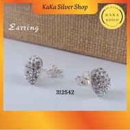 925 Silver CZ White Stones Oval Earring | Subang Bujur Batu CZ Putih Perak 925 |