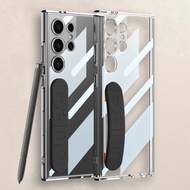 New For Samsung S24 Ultra Casing S24Ultra S24Plus S24 S23Ultra Transparent Wrist Strap Phone Case