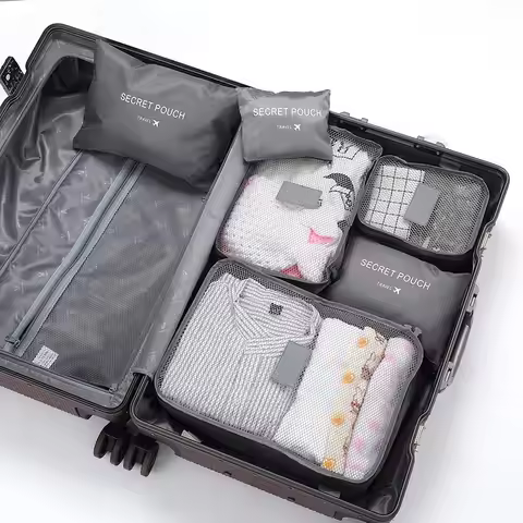 6Pcs Travel Clothes Storage Bags Set Portable Luggage Organizer Suitcase Pouch Pouch Packing Cube Fo