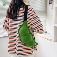 JNBYE Edamame Shape Bag, Creative Green Soybean Shoulder Bag, Funny Soft Texture Zipper Closure Cart