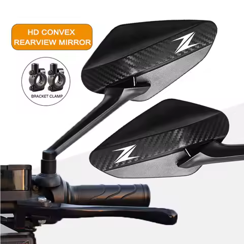 Carbon Fiber Rearview Mirror Adjustable Motorcycle Convex Mirrors 8mm For KAWASAKI Z Z400 Z900 Z800 