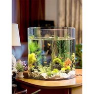 Akuarium ikan emas ruang tamu yang kreatif, akuarium kaca, akuarium penyu besar berbentuk silinder b