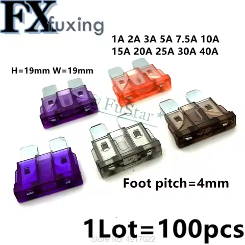 50/100pcs Fuse Standard Medium Blade Car Fuse Auto Fuses Car 1A 2A 3A 7.5A 5A 10A 15A 35A 40A Car Ac