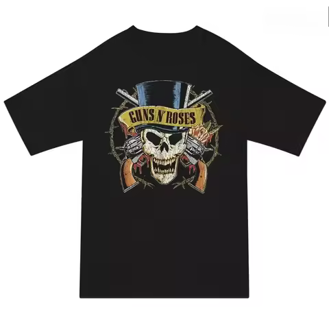 Guns N Roses Top Hat T-Shirt Men's and Women's Short Sleeve Luxury Brand T-shirt Summer Y2k Tops Vin