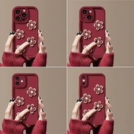 Burgundy Flower Accessories Phone Case for IPhone 11 12 Pro Max X XR XS MAX Apple 7 Plus 8 Plus IPhone 13 Pro Max IPhone 14 Pro Max IPhone 15 Pro Max Soft 7 8