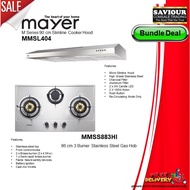 Bundle Deal - MAYER MMSS883HI 86 cm 3 Burner Stainless Steel Gas Hob + MMSL401 90 cm Semi Integrated Cooker Hood