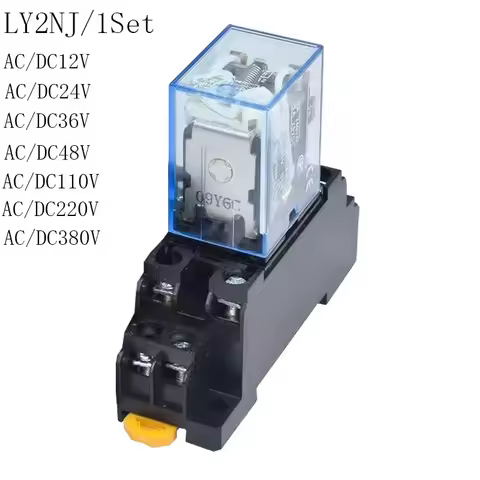 DC12V 24V 36V 48V 110V 220V 10A 8PIN Coil Power Relay DPDT LY2NJ HH62P HHC68A-2Z With Socket Base