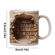 3D Bookshelf Mug 350ml Creative Space Design Ceramic Mug 3D Effect Library Shelf Mug Coffee Cup Gifts For Readers Book Lovers