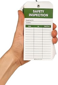 Large Safety Inspection Tags, Wired, 50-Pack with Metal Eyelets
