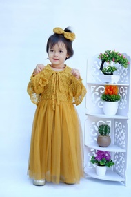Dress Anak Perempuan Baju Gamis Anak Bahan Brukat Halus Model Fairy Princess Muslim