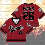 hot toys | Bruno Mars Inspired 2026 Romantic Tour V-Neck Football Jersey Tee - Concert Outfit for Fa