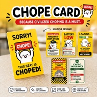 CHOPE CARD – Funny Table Reservation Cards - Cute Designs - Unique Teacher Colleague Thank You Chris