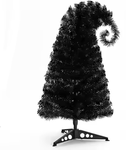 3FT Artificial Christmas Tree, Black Mini Pine Tree with Stand for Indoor Outdoor Holiday Decoration
