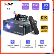 XGODY Projector X1 Portable Smart Mini 12000 Lumens 4K HD 1080P LCD Projector WiFi Bluetooth HDMI USB Projector Built-in Speaker