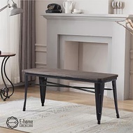E-home Mag麥格工業風金屬木面長板凳 三色可選黑色