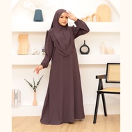 Set Khimar Jubah Cey Crepe Wanita Muslimah dengan Khimar Percuma dan Tali Kain Tanpa Setrika