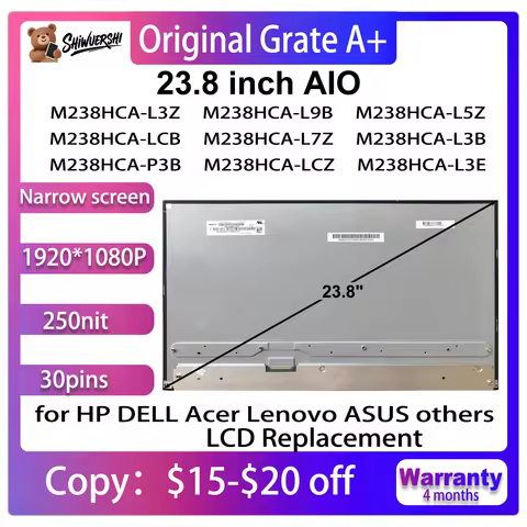 Original New Monitor M238HCA L3B L3Z L5Z L7Z LCB LCZ P3B L9B 23.8 inch IPS 30Pins Aio FHD Lcd Screen