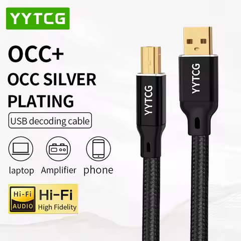 YYTCG Hifi USB Cable DAC A-B C-B C-C Digital AB Audio High Quality OCC Silver Plating Type A to Type