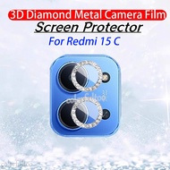 Glitter Ring Diamond Tempered Glass Screen Protector Camera Lens Protector For Redmi 15 C Redmi15 C 